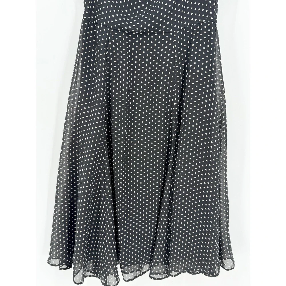 Betsey Johnson Fit and Flare Dress 2 Black EUC Polka Dot Retro Rockabilly Pinup